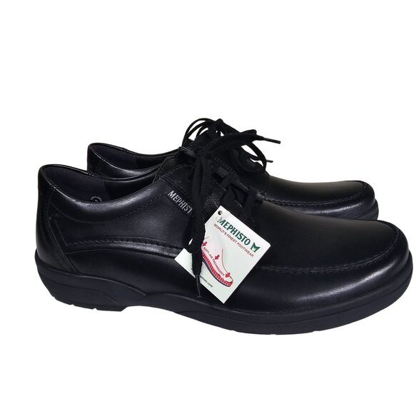 Mephisto Agazio Oxford Shoes Mens 7 US Black Leather Lace Up Air Jet Comfort - Picture 1 of 11